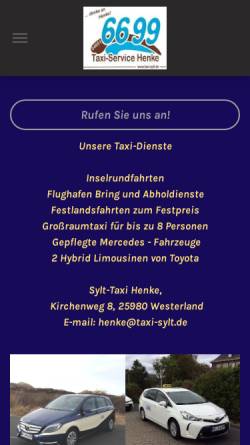 Vorschau der mobilen Webseite www.taxi-sylt.de, Taxi-Service Henke