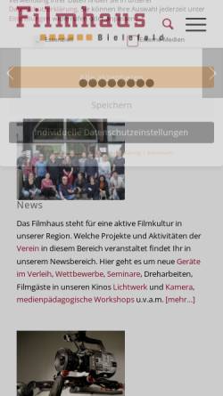 Vorschau der mobilen Webseite www.filmhaus-bielefeld.de, Filmhaus Bielefeld e. V.