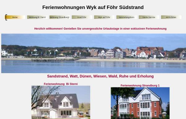 Vorschau von www.sterni-foehr.de, Ferienwohnungen Strandburg und Bi Sterni