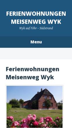 Vorschau der mobilen Webseite meisenweg-wyk.de, Ferienwohnungen Meisenweg