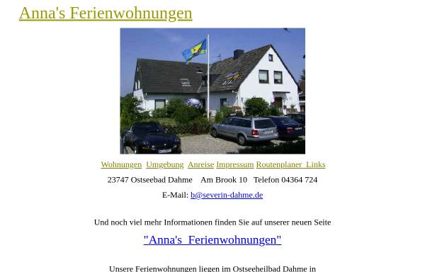 Vorschau von www.severin-dahme.de, Anna's Ferienwohnungen - Familie Anna und Bernd Severin