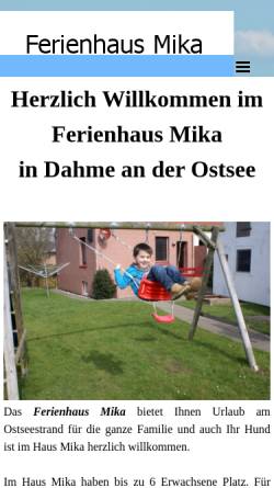 Vorschau der mobilen Webseite www.haus-mika.de, Ferienhaus Mika