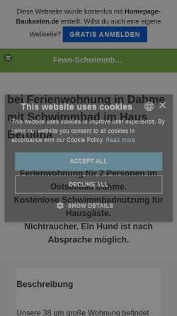 Vorschau der mobilen Webseite fewo-schwimmbad-dahme-ostsee.de.tl, Ferienwohnung im Haus Berolina
