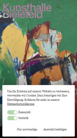 Vorschau der mobilen Webseite www.kunsthalle-bielefeld.de, Kunsthalle Bielefeld