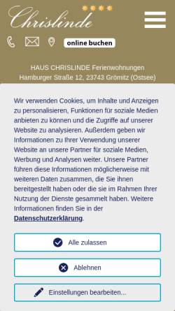 Vorschau der mobilen Webseite www.haus-chrislinde.de, Ferienhaus Chrislinde