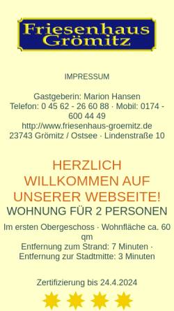 Vorschau der mobilen Webseite www.friesenhaus-groemitz.de, Ferienhaus Marion Hansen