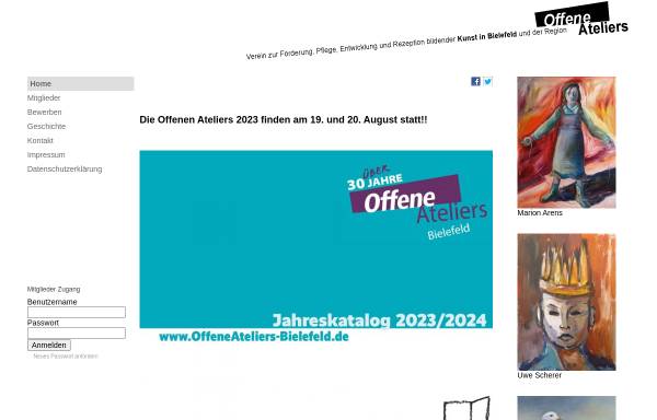 Vorschau von www.offeneateliers-bielefeld.de, Offene Ateliers Bielefeld e.V.