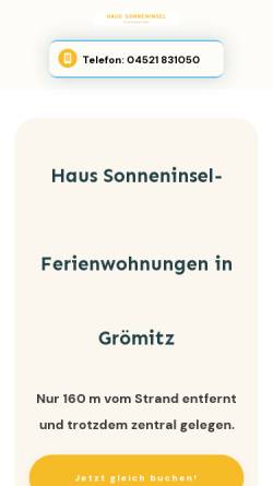 Vorschau der mobilen Webseite fewo-sonneninsel-groemitz.de, Ferienwohnung Sonneninsel