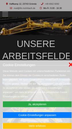 Vorschau der mobilen Webseite www.ife-mohrbach.de, Ingenieurbüro für Eisenbahnbau Werner Mohrbach GmbH