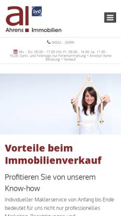 Vorschau der mobilen Webseite www.ahrens-immobilien.de, Ahrens Immobilien