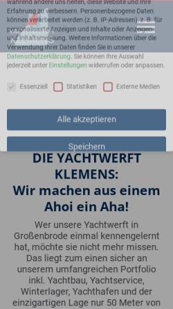 Vorschau der mobilen Webseite www.yachtwerft-klemens.de, Yachtwerft Klemens GmbH