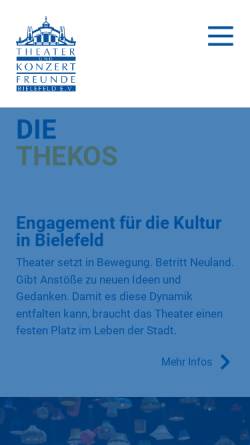 Vorschau der mobilen Webseite www.theko-bielefeld.de, Theater- und Konzertfreunde Bielefeld e.V.