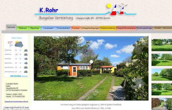 Vorschau von www.vermietung-rohr.de, Vermietungsbetrieb Walter und Karin Rohr