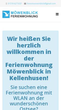 Vorschau der mobilen Webseite www.kellenhusenferien.de, Ferienwohnung Möwenblick
