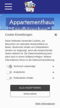 Vorschau der mobilen Webseite xn--sandkrnchen-vfb.de, Sandkörnchen