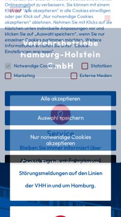 Vorschau der mobilen Webseite vhhbus.de, Verkehrsbetriebe Hamburg-Holstein GmbH