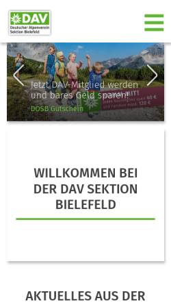 Vorschau der mobilen Webseite www.alpenverein-bielefeld.de, Deutscher Alpenverein, Sektion Bielefeld