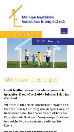 Vorschau der mobilen Webseite www.energieberater-sh.de, Immobilien Energie Check, Mathias Gadzinski