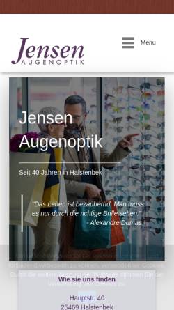 Vorschau der mobilen Webseite www.jensen-optik.de, Augenoptik Jensen