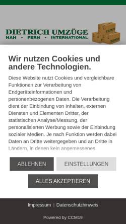 Vorschau der mobilen Webseite www.dietrich-umzuege.com, Dietrich Umzüge