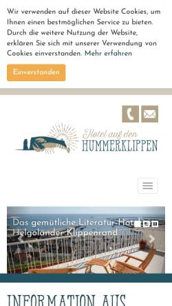 Vorschau der mobilen Webseite www.hotel-hummerklippen.de, Hotel auf den Hummerklippen