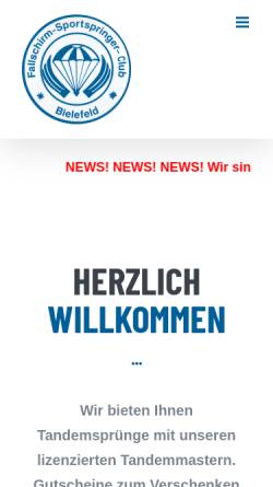 Vorschau der mobilen Webseite fsc-bielefeld.de, Fallschirm-Sportspringer-Club Bielefeld e.V.