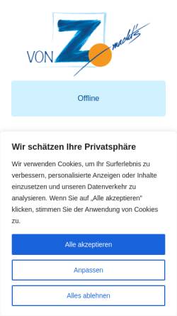Vorschau der mobilen Webseite www.vonz.de, von Z Werbewerkstätten