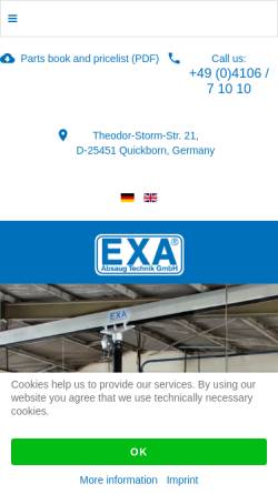 Vorschau der mobilen Webseite www.exa.de, EXA Absaug Technik GmbH