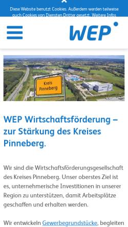 Vorschau der mobilen Webseite www.wep.de, Wirtschaftsförderungs- und Entwicklungsgesellschaft des Kreises Pinneberg mbH