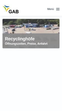Vorschau der mobilen Webseite www.gab-umweltservice.de, Gesellschaft für Abfallwirtschaft und Abfallbehandlung des Kreises Pinneberg mbH