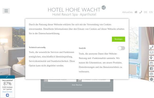 Vorschau von www.hohe-wacht.de, Hotel HoheWacht