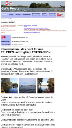 Vorschau der mobilen Webseite www.gww-preetz.de, Gemeinschaft der Wasserwanderer e.V. Preetz