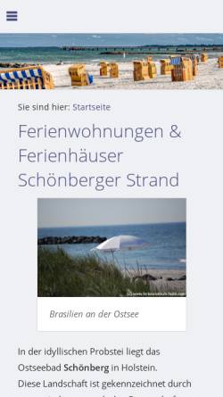 Vorschau der mobilen Webseite www.ferienzentrum-holm.com, Ferienwohnung Schönberger Strand