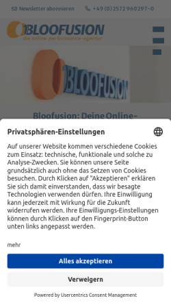 Vorschau der mobilen Webseite www.bloofusion.de, Bloofusion Germany GmbH
