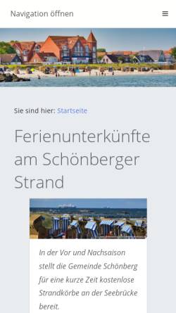Vorschau der mobilen Webseite www.ferienwohnung-schoenbergerstrand.de, Ferienunterkünfte am Schönberger Strand