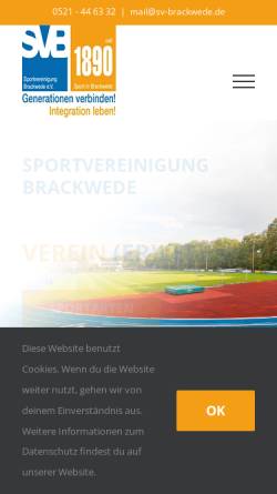 Vorschau der mobilen Webseite sv-brackwede.de, Sportvereinigung Brackwede e.V.