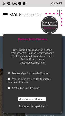 Vorschau der mobilen Webseite www.telekom-postsv-bielefeld.de, Telekom Post-Sportverein Bielefeld e.V.