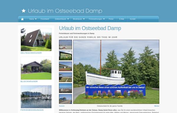 Vorschau von www.ostseebad-damp.de, Ferienhausvermietung Wilhelm Thomas
