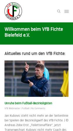 Vorschau der mobilen Webseite www.vfb-fichte.de, VfB Fichte Bielefeld e.V.