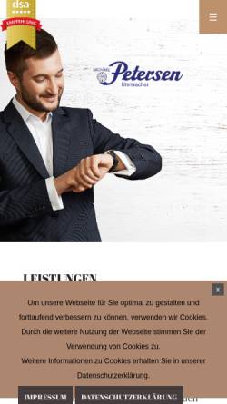Vorschau der mobilen Webseite www.uhrmacher-petersen.de, Uhrmacher Petersen