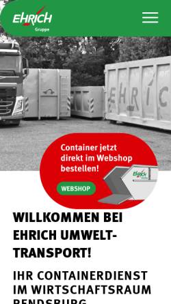 Vorschau der mobilen Webseite ehrich-umwelttransport.de, F.Ehrich GmbH & Co.KG