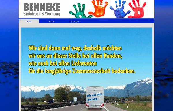 Vorschau von www.benneke.de, Benneke Siebdruck & Werbung