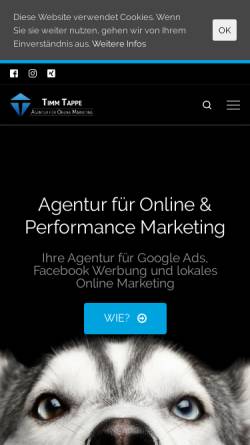 Vorschau der mobilen Webseite timm-tappe.de, Timm Tappe - Agentur für Online Marketing