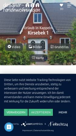 Vorschau der mobilen Webseite www.ferienwohnung-kirsebek.de, Ferienwohnung Kirsebek