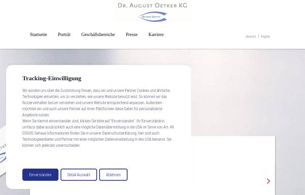 Vorschau von www.oetker-gruppe.de, Holding der Oetker-Gruppe - Dr. August Oetker KG
