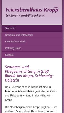 Vorschau der mobilen Webseite www.feierabendhauskropp.de, Feierabendhaus Kropp GmbH