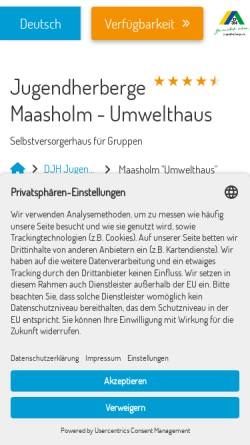 Vorschau der mobilen Webseite maasholm.jugendherberge.de, Umwelthaus - Jugendherberge Maasholm