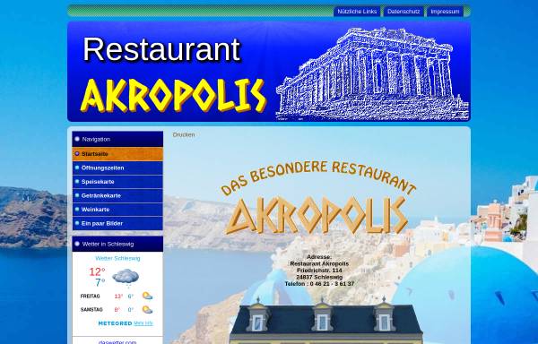 Vorschau von www.akropolis-schleswig.de, Restaurant Akropolis