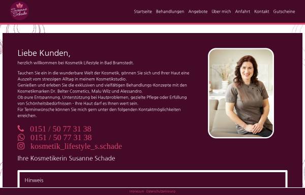 Vorschau von www.susanne-schade-kosmetik.de, Kosmetik Lifestyle, SusanneSchade