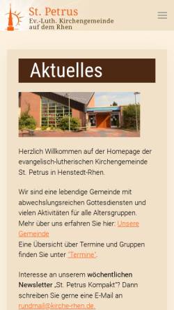 Vorschau der mobilen Webseite www.kirche-rhen.de, St. Petrus-Gemeinde Henstedt-Rhen